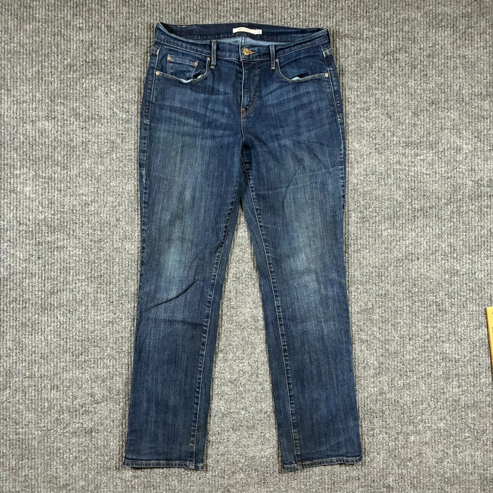 Levis 505 Straight Jeans Womens Size 6S‎ Blue Denim Cotton Stretch Mid Rise